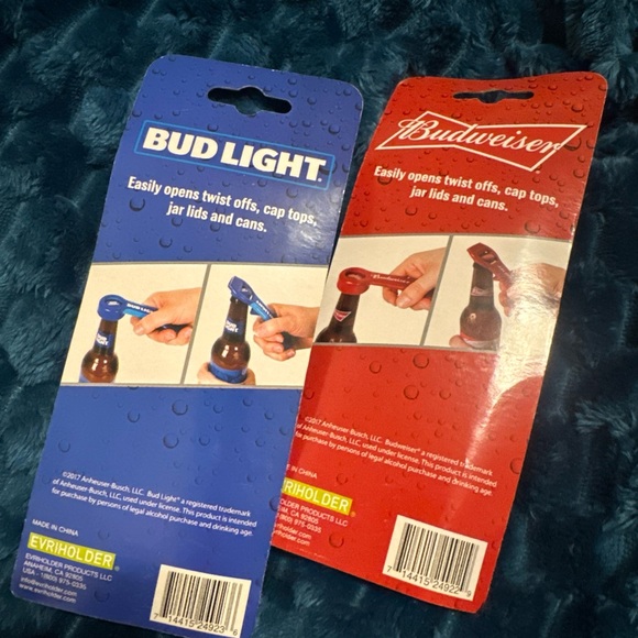 Bud Light Budwiser Beer Bottle Opener X 2 Twist Off Cap Jar Lid Cans Party U6 - Picture 2 of 2